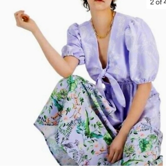 Lavender floral print dress by INC International Concepts with tie front - Picture 3 of 16